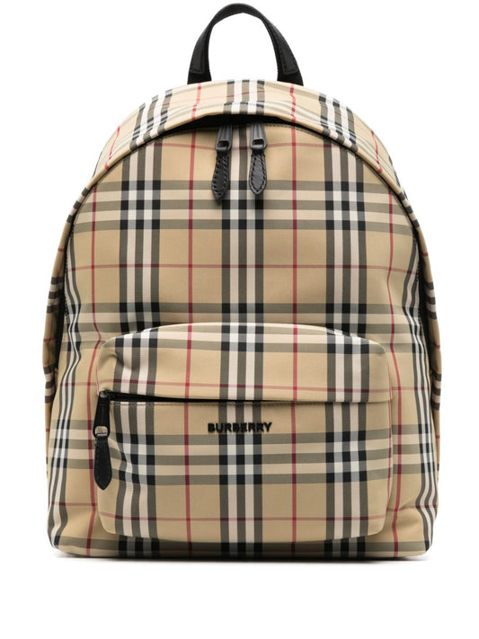 Burberry Mochila xadrez com logo